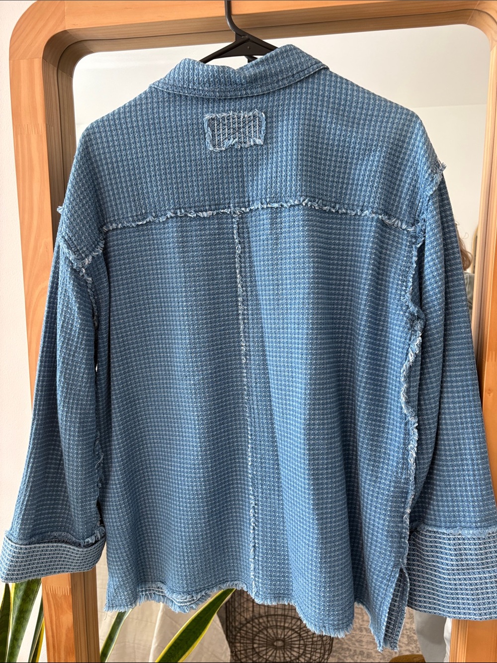 We the free beach bonfire shirt Light Blue Waffle-Textured Long-Sleeve Shirt - Picture 7 of 11